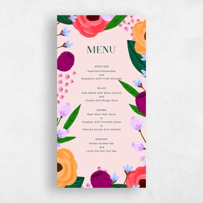 Blush, Pink Wedding Menu - Ybel