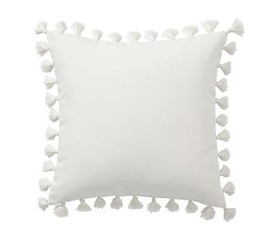 Tassel Trim Indoor/Outdoor Pillow, 18", Natural