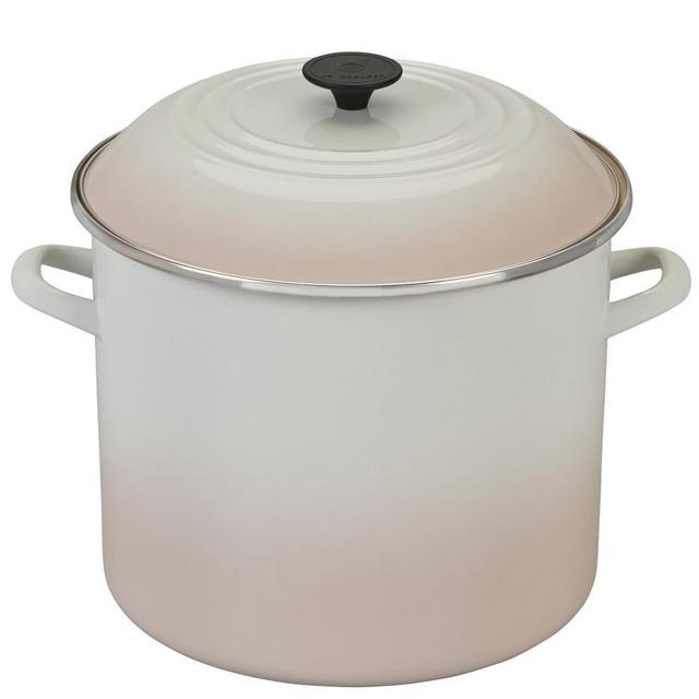Le Creuset Enameled-Steel Stock Pot, 16-Qt., Meringue