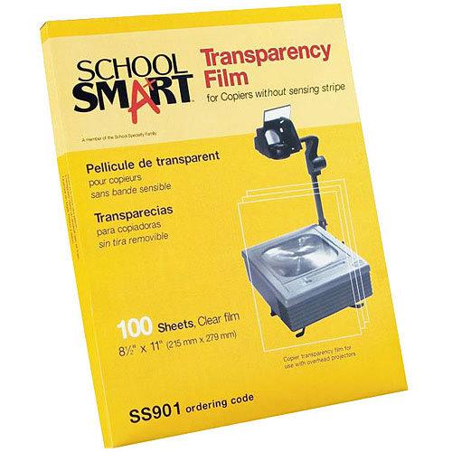 School Smart Copier Transparency Film Without Sensing Strip, 8.5" x 11", 100 Count