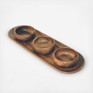 Baguette Tray with Dipping Bowls