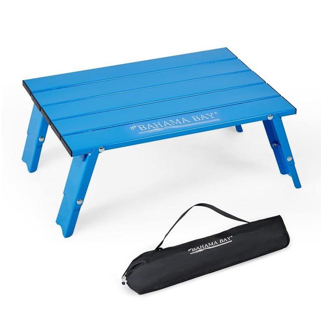 Old Bahama Bay Ultralight Aluminum Mini Table, Foldable Small Beach Table with Retractable Legs, 66lbs/30kg Weight Capacity, Suitable for Picnic Camping Outdoor Hiking(Blue)