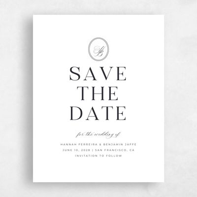 White Wedding Save the Date - St Anne Type