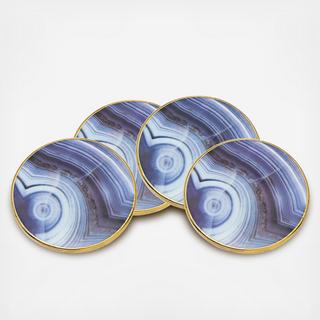 Marble & Gold Rimmed Coaster, Set of 4