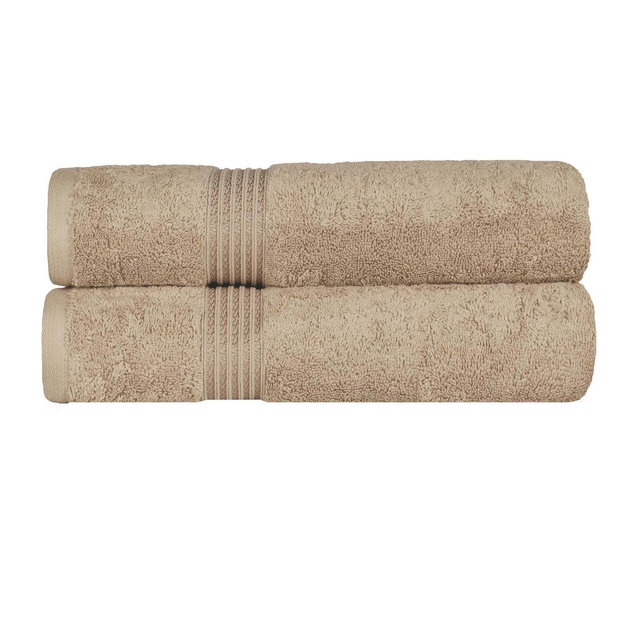 Premium Cotton Absorbent Luxury Weight Absorbent Bath Towel Set of 2, Taupe - Blue Nile Mills