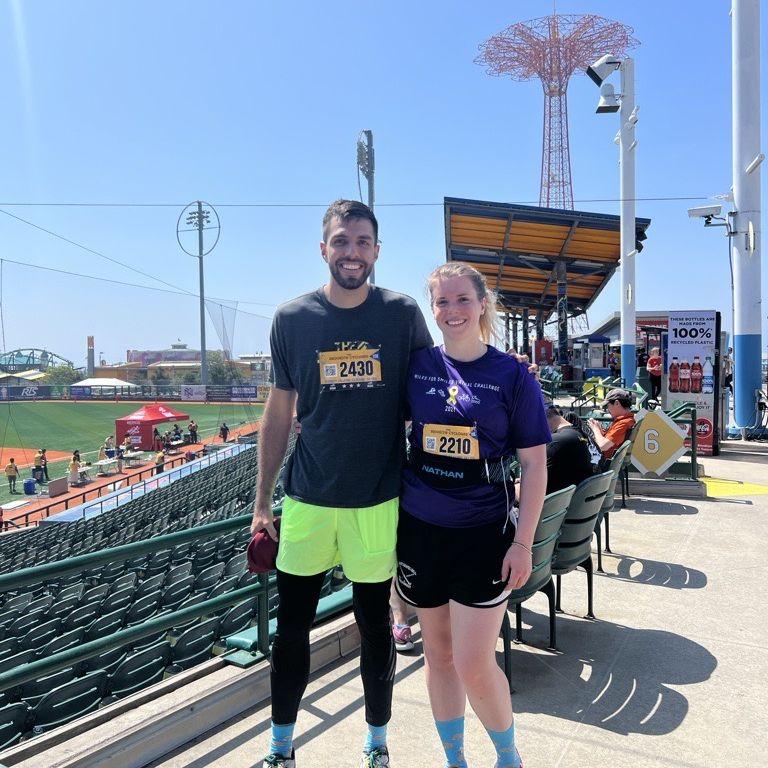 Celebrating after the Coney Island 10K in New York City.