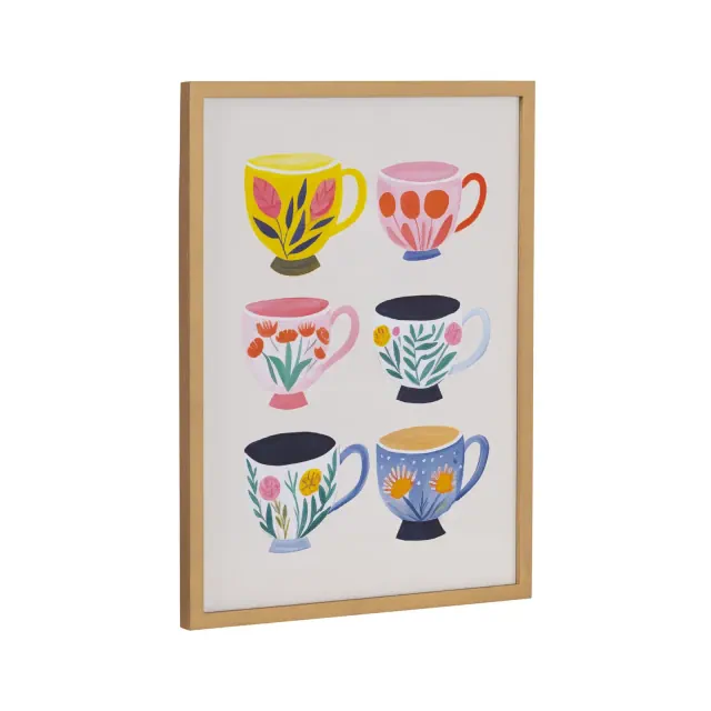 Kate & Laurel All Things Decor 12"x16" Gallery Botanical Coffee Shop Tea Cups Print by The Creative Bunch Studio Gold