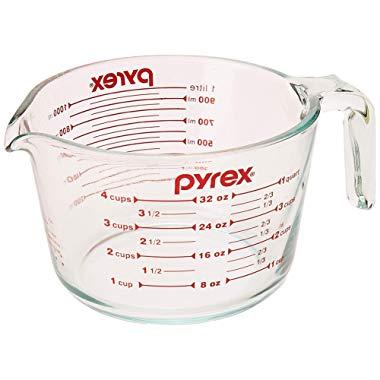 Pyrex 6001076 Measuring 4 Cup (32 Oz) Glass, Clear, Red