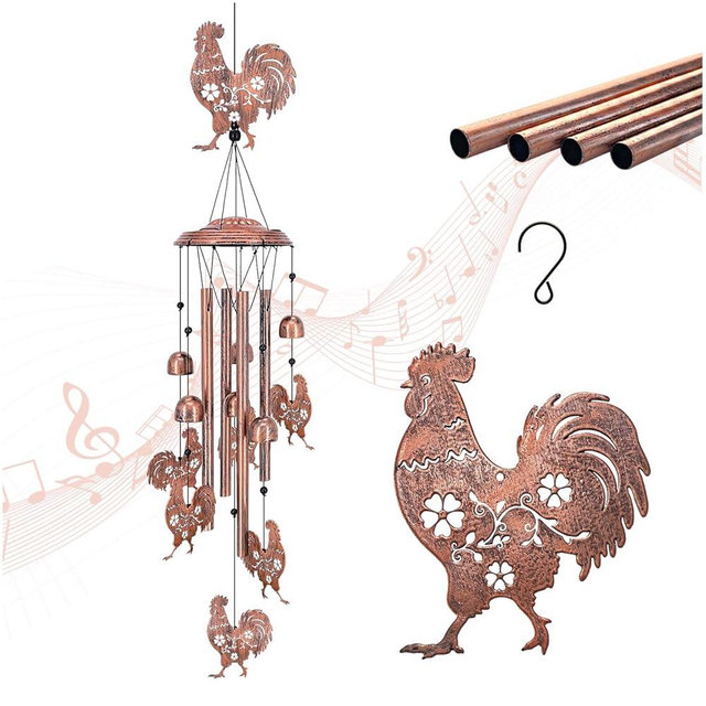 Chicken Wind Chimes Outdoor Chicken Gifts for Women/Men/Mom/Grandma Rooster Birthday Gifts Memorial Gift Metal WindChimes for Outside/Indoors, Home, Lawn, Porch, Patio, Garden Decor, Yard Decorations