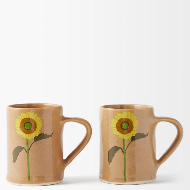 Bernadette Set of two Sunflower stoneware mugs