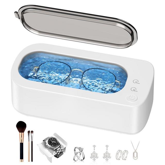OSLTWI Ultrasonic Jewelry Cleaner Machine: 48KHz Ultra Sonic Cleaner for Jewelry,Eyeglass,Rings,Watch Band,Dentures,with Dual Cleaning Modes,350ML 304 Stainless Steel Tank,Gift for Wife,Mom,Daughter