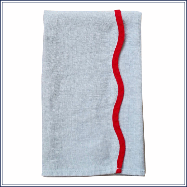 SET OF SCALLOPED LINEN NAPKINS, BLUE (Matilda Goad)