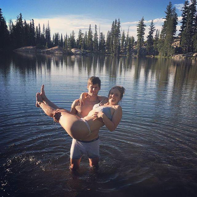Wading in a gorgeous lake in the Sierras.