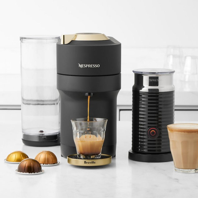 Nespresso Vertuo POP+ Limited Edition by Breville Bundle, Matte Gold