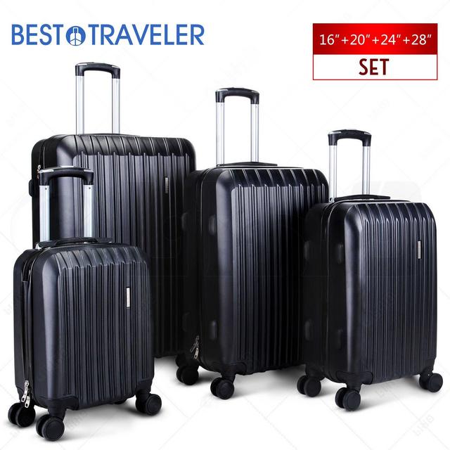 BEST TRAVEL 4 Piece ABS Luggage Set Light Travel Case w/Spinner Hardshell Suitcase-16" 20" 24" 28"