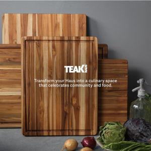 Teakhaus Carving Board - Large (L) Wood Cutting Board with Juice Groove and Grip Handles - Reversible Teak Edge Grain Wood - Knife Friendly - FSC Certified