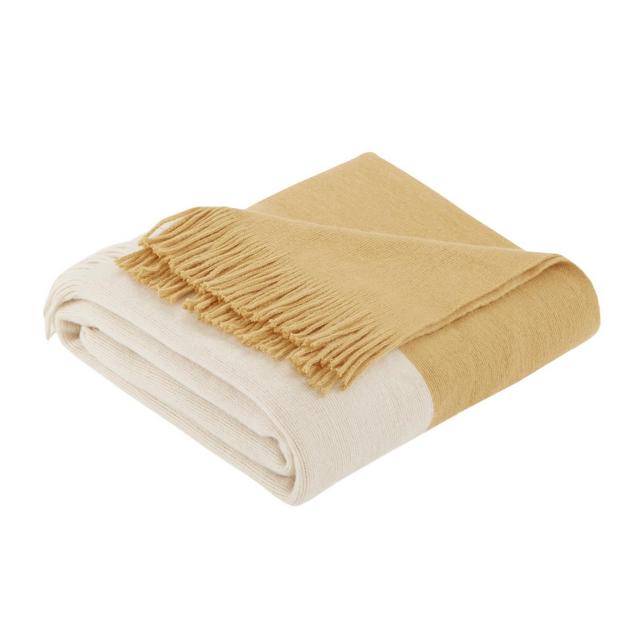 60"x50" Color Block Faux Cashmere Throw Blanket Yellow