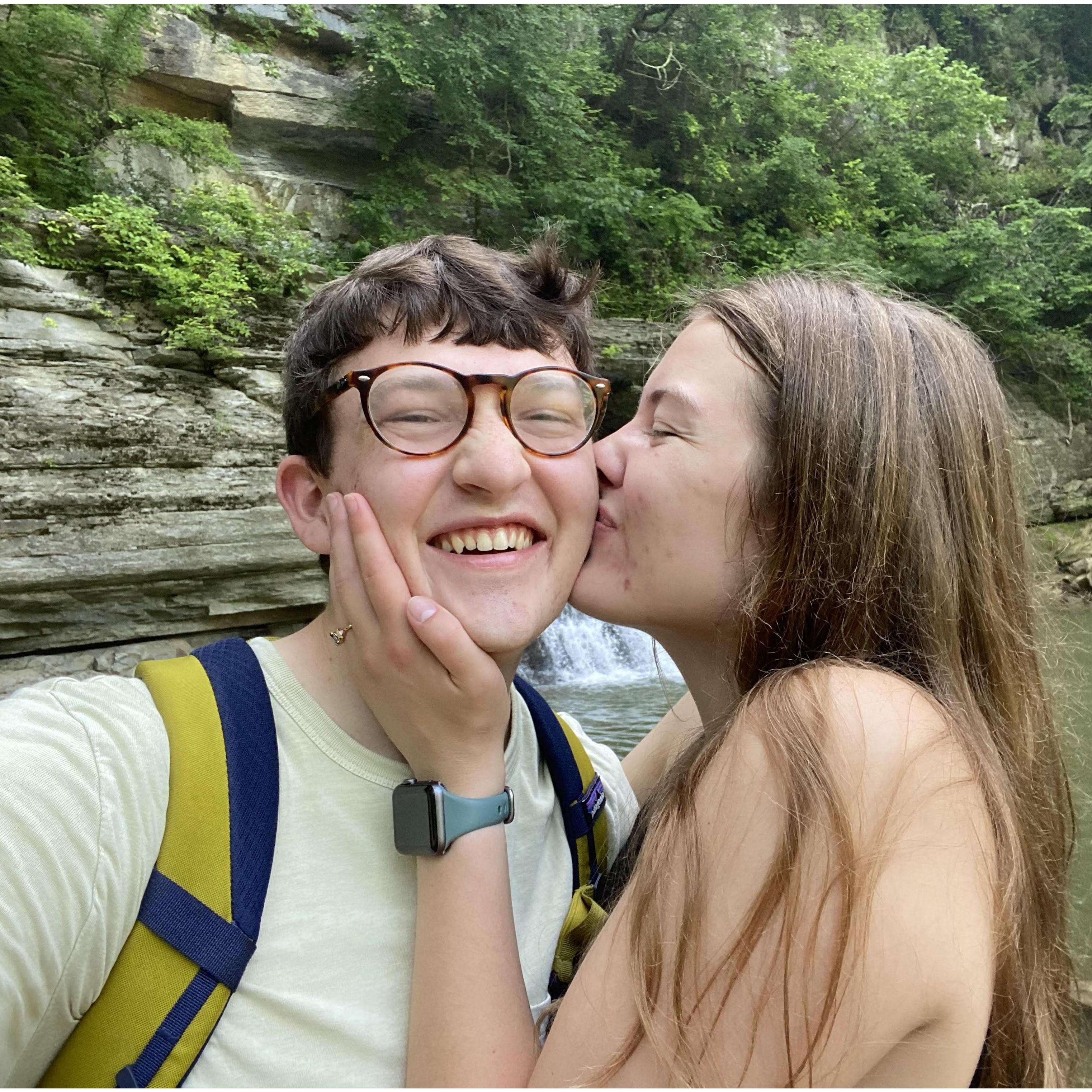 Post-proposal hike, kisses included