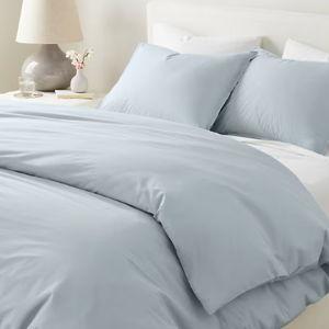 Siesta Solid Organic-Cotton Percale Duvet Cover in Sky Blue, Queen