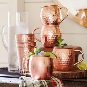 Hammered Copper Moscow Mule Mug, Set of 4
