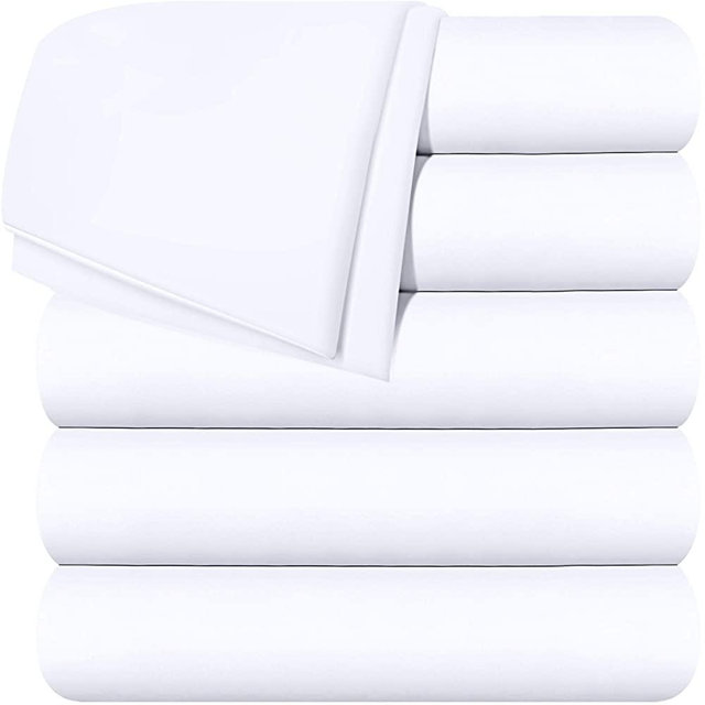 Utopia Bedding Flat Sheets - Pack of 6 - Soft Brushed Microfiber Fabric - Shrinkage & Fade Resistant Top Sheets - Easy Care (King, White)