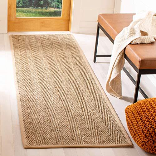 Safavieh Natural Fiber Collection NF115A Herringbone Natural and Beige Seagrass Area Rug (2'6" x 4')