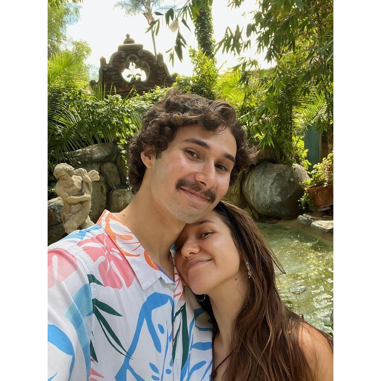 For our second anniversary, we went to the Mission Inn's "Las Campanas" restaurant to enjoy some yummy Mexican food. Michael had just bought this especially colorful shirt on a recent trip to Vegas.