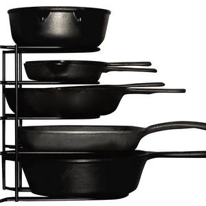Extreme Matters Heavy Duty Pan Organizer - Bottom Tier 1 Inch Taller for Larger Pans - No Assembly Required - Black