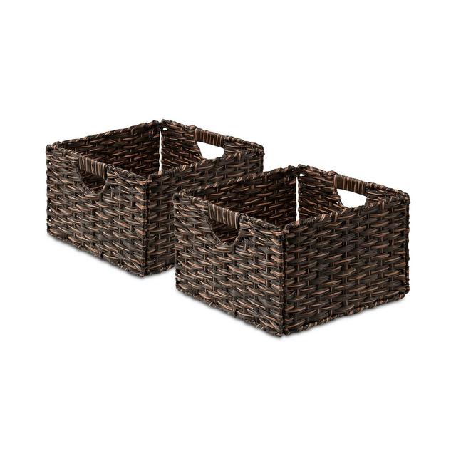 Seville Classics Foldable Handwoven Cube Storage Baskets, Set of 2