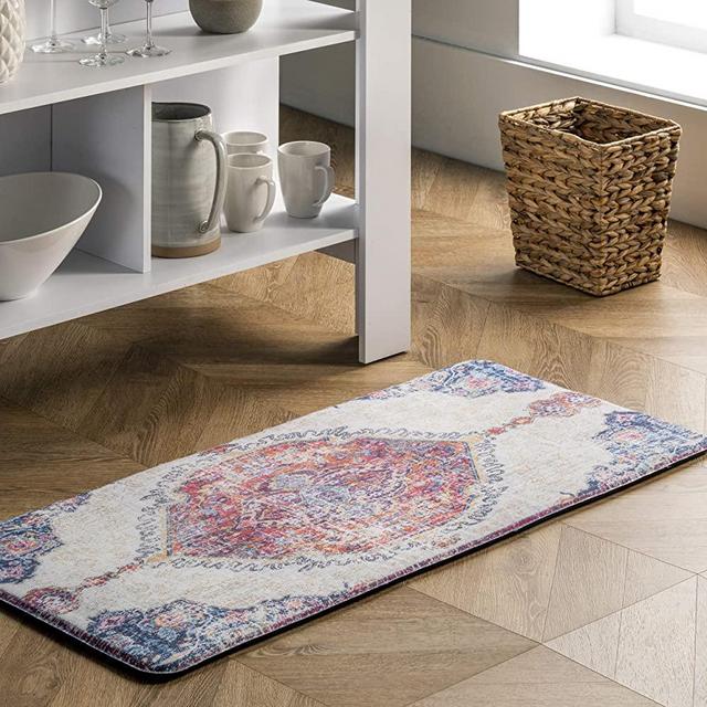 nuLOOM Vintage Medallion Anti Fatigue Kitchen or Laundry Room Comfort Mat, 18" x 30", Rust