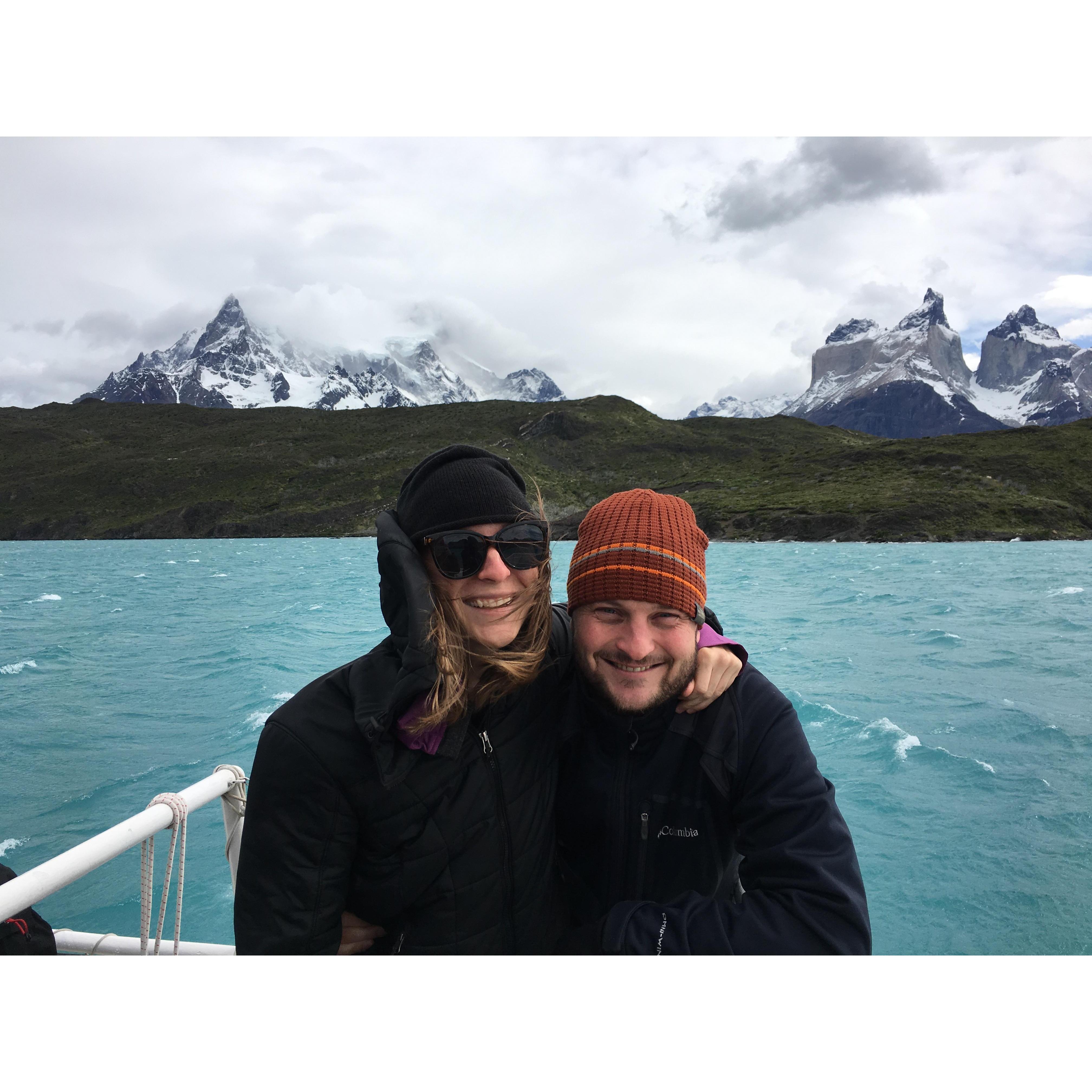 On a boat in Patagonia! Best trip ever.