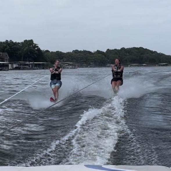 Slalom water skiing together! Lake of the Ozarks.