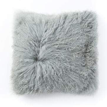 Mongolian Lamb Pillow Cover - Light Sage (16")