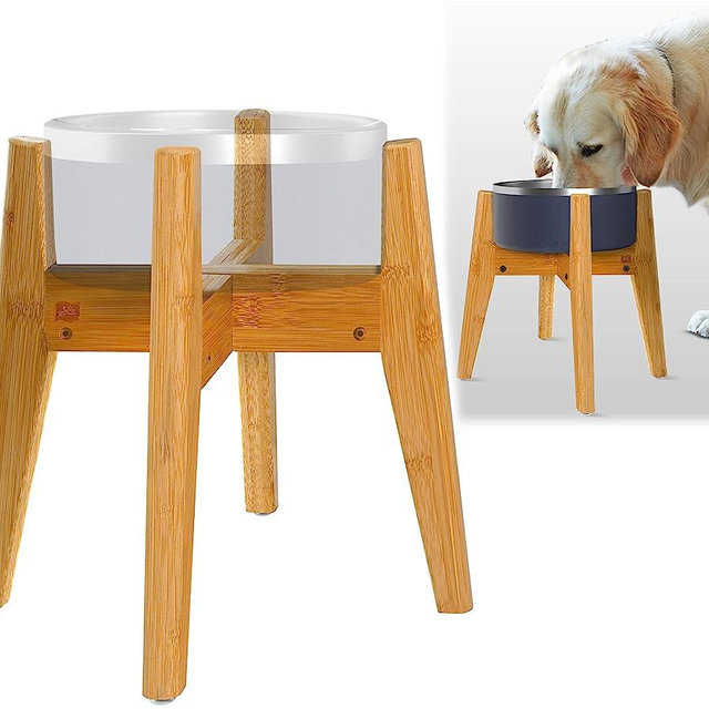 Dog Feeder Bowl and Dispenser Stand - Adjustable Width (8-11 inches Diameter), Fits Large or Small Food Water Feeders and Dispensers - Slanted Feet (Height Choices)