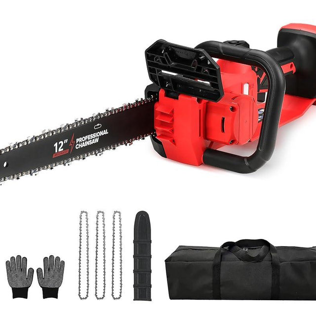 Brushless Electric Chainsaw 12" Cordless Tool Only for Milwaukee M18 18V Battery with Auto Oiler & Security Lock, for Tree Trimming and Branch Wood Cutting (Tool Only) (M)