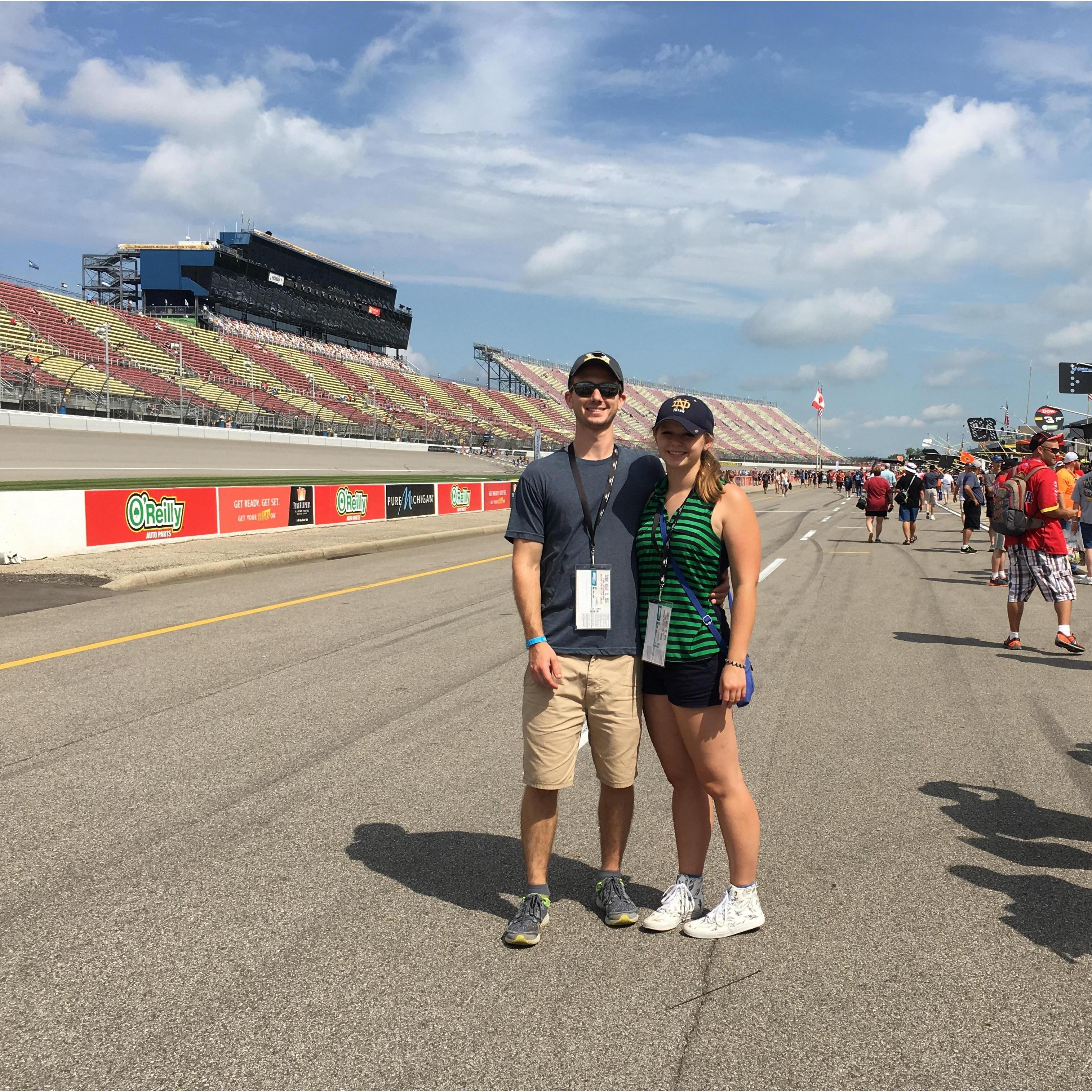 Mariah won tickets to a NASCAR race at MIS - August 2016
