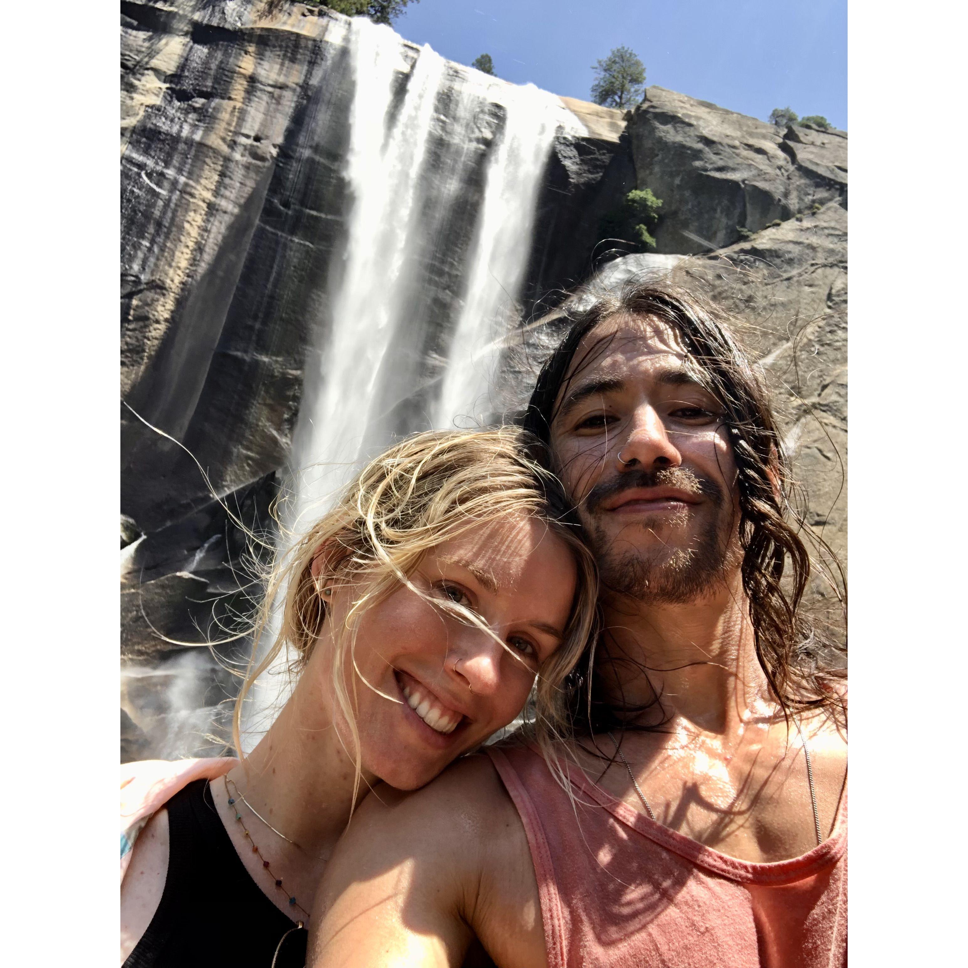 In Yosemite visiting Leigh & Maxx, in front of Vernal Falls.