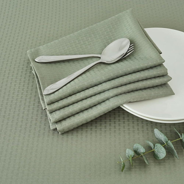 maxmill Cloth Napkins Weaved Texture Pattern Soft Comfortable and Luxury Serviette for Restaurant Family Dinners Weddings Parties and Banquets Set of 4 Pieces, 20 x 20 Inch Sage Green