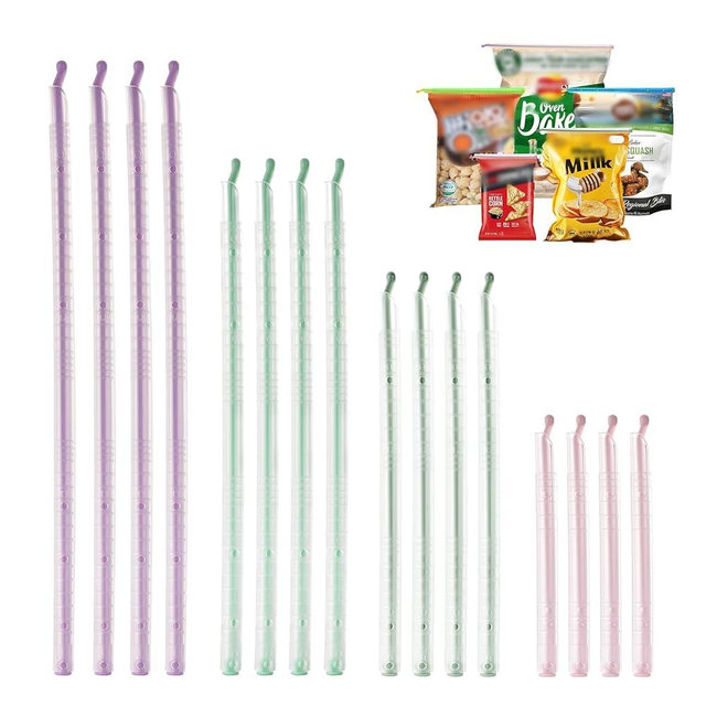 YiFengain Food Sealing Sticks, Bag Clips 16 Pcs Reusable Bag Sealer Sticks Used For Sealing Various Sealable Snacks Cereal Foods Plastic Bag Sealers (S01-Nordic style)