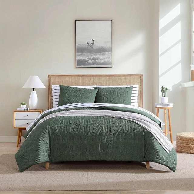 Nautica - King Comforter Set, Embossed Microfiber Bedding with Matching Shams, Brushed for Extra Softness, Oeko-Tex Certified (Point Harbor Green)