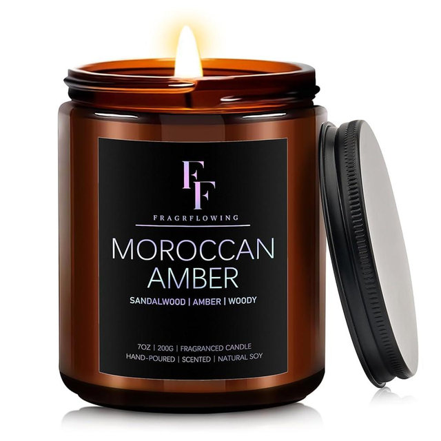 Moroccan Amber Scented Candles,Candles for Home Scented Aromatherapy Candles,Soy Wax Candle Gift, 7oz