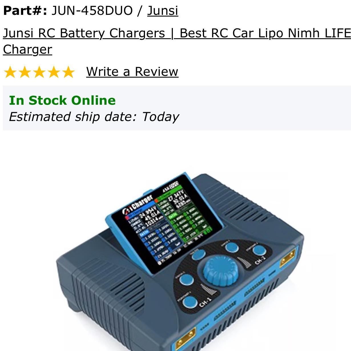 Junsi iCharger 458DUO Lilo/LiPo/Life/NiMH/NiCD DC Battery Charger (8S/70A/2200W)