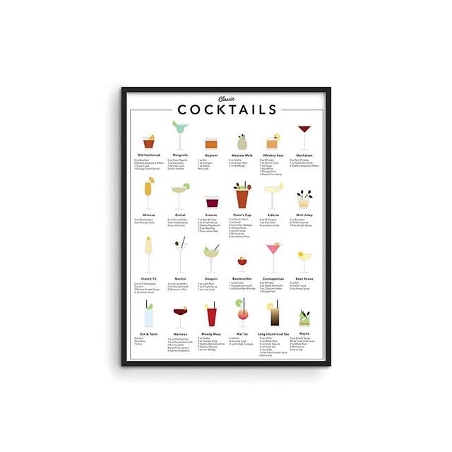 Haus and Hues Alcohol Framed Wall Art, Menu Bar, Drink Wall Art, Alcohol Artwork Framed, Bar Wall Decor, Bar Pictures Wall Decor, Kitchen Art Wall Décor, College Dorm Posters (Black Framed, 12x16)