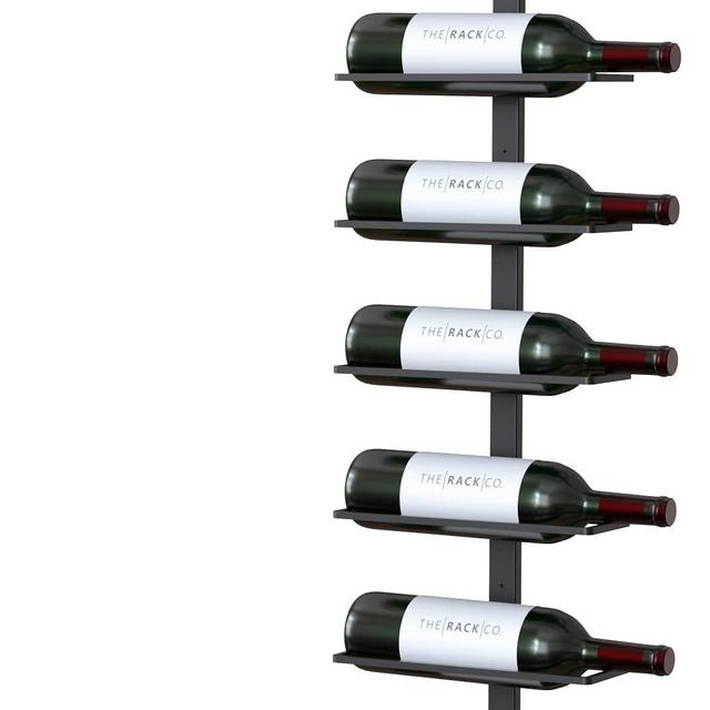 The Rack Co. Wall Series - Center Frame Metal Wall Mount Wine Bottle Rack, Black (9 Bottles) + Free Corkscrew Wine Bottle Opener