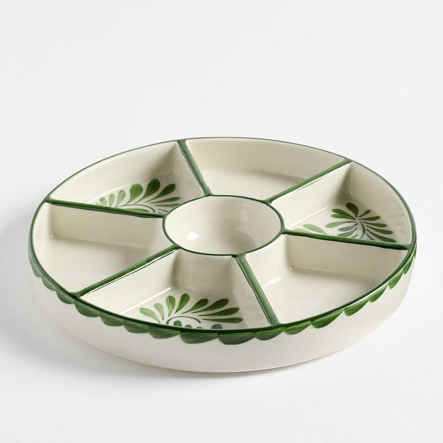 Puebla Porcelain Multi-Condiment Server - Green/White
