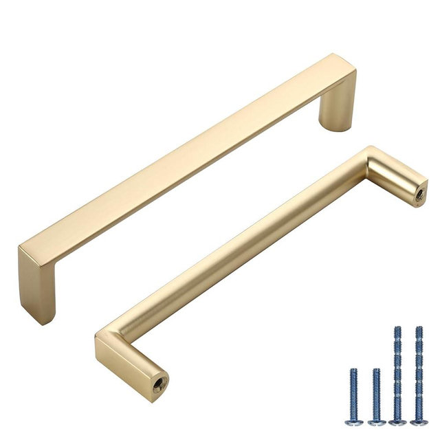 KNOKLOCK 10 Pack 5 Inch(128mm) Kitchen Cabinet Handles Brushed Gold Cabinet Pulls Kitchen Cabinet Hardware Drawer Pulls for Dresser Cupboard Wardrobe