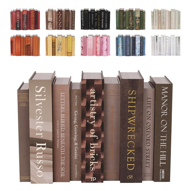 ORITZIO 9 Faux Books with Hidden Storage (Earth), Vintage Books, Secret Storage, Bookshelf Decor, Coffee Table Storage, Home Staging Accessory, Brown Home Decor