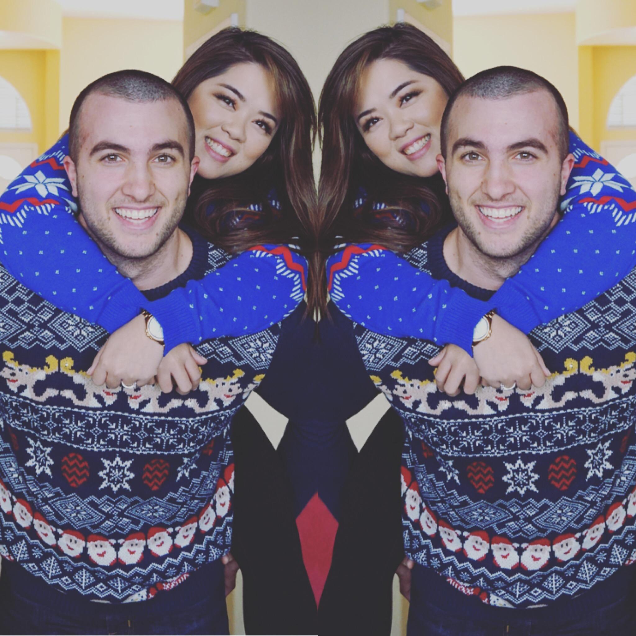 Our ugly Christmas sweaters.