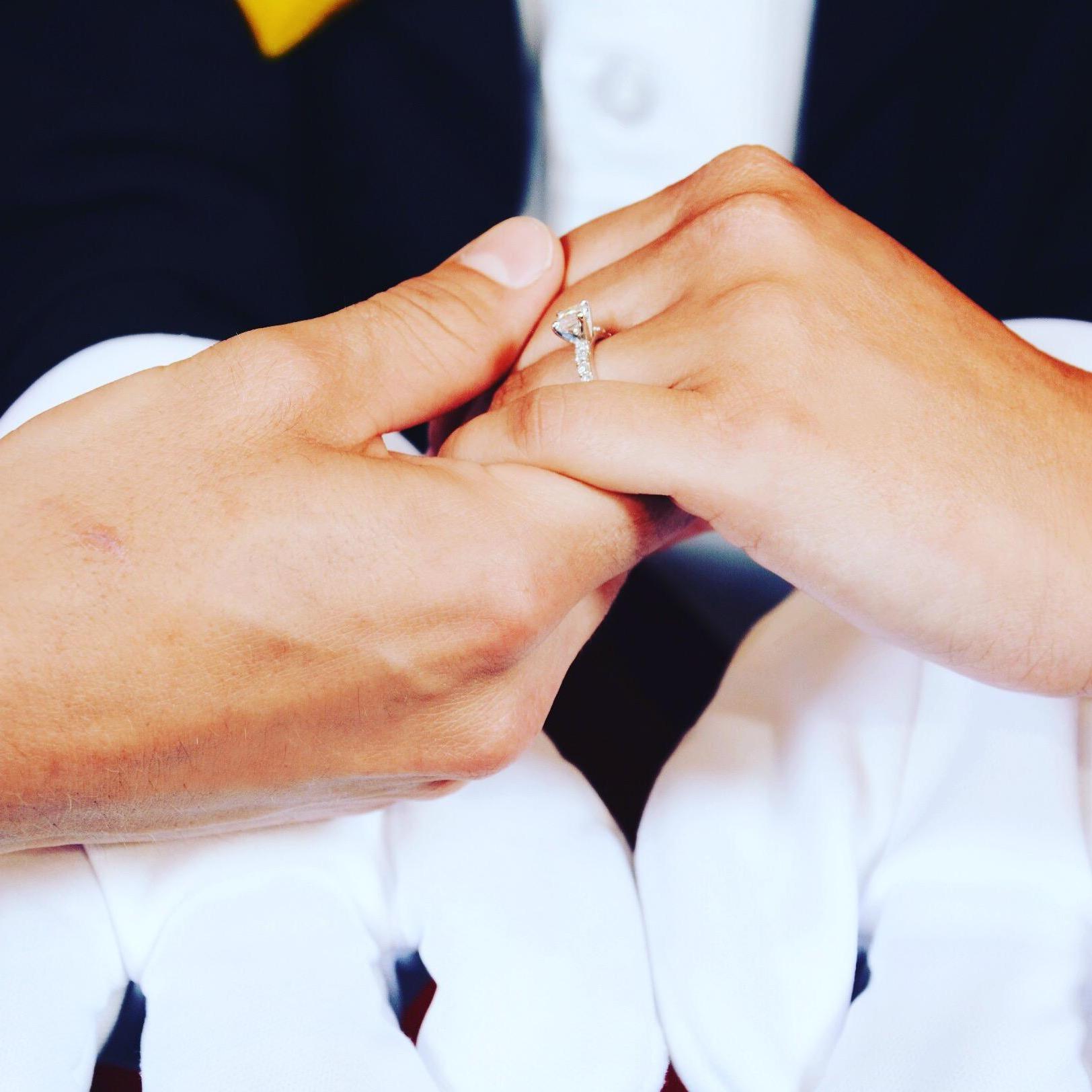 Mickey Mouse announcing our engagement.