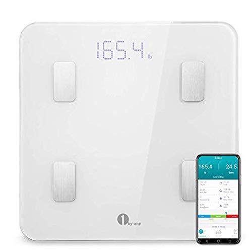 1byone Smart Body Fat Scale Body Composition Analyzer, Bathroom Digital Weight Scale with Smartphone App, Sync Data with Apple Health, Google Fit & Fitbit APP - White